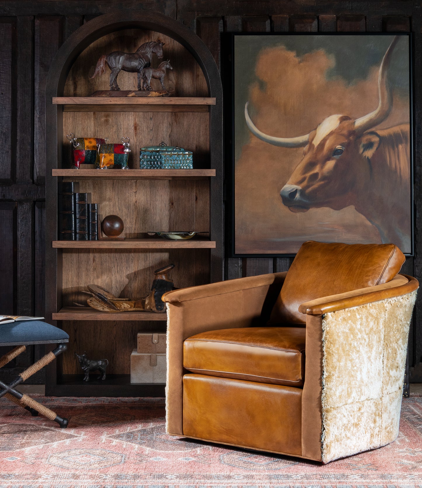 Horseshoe Leather Swivel Chair