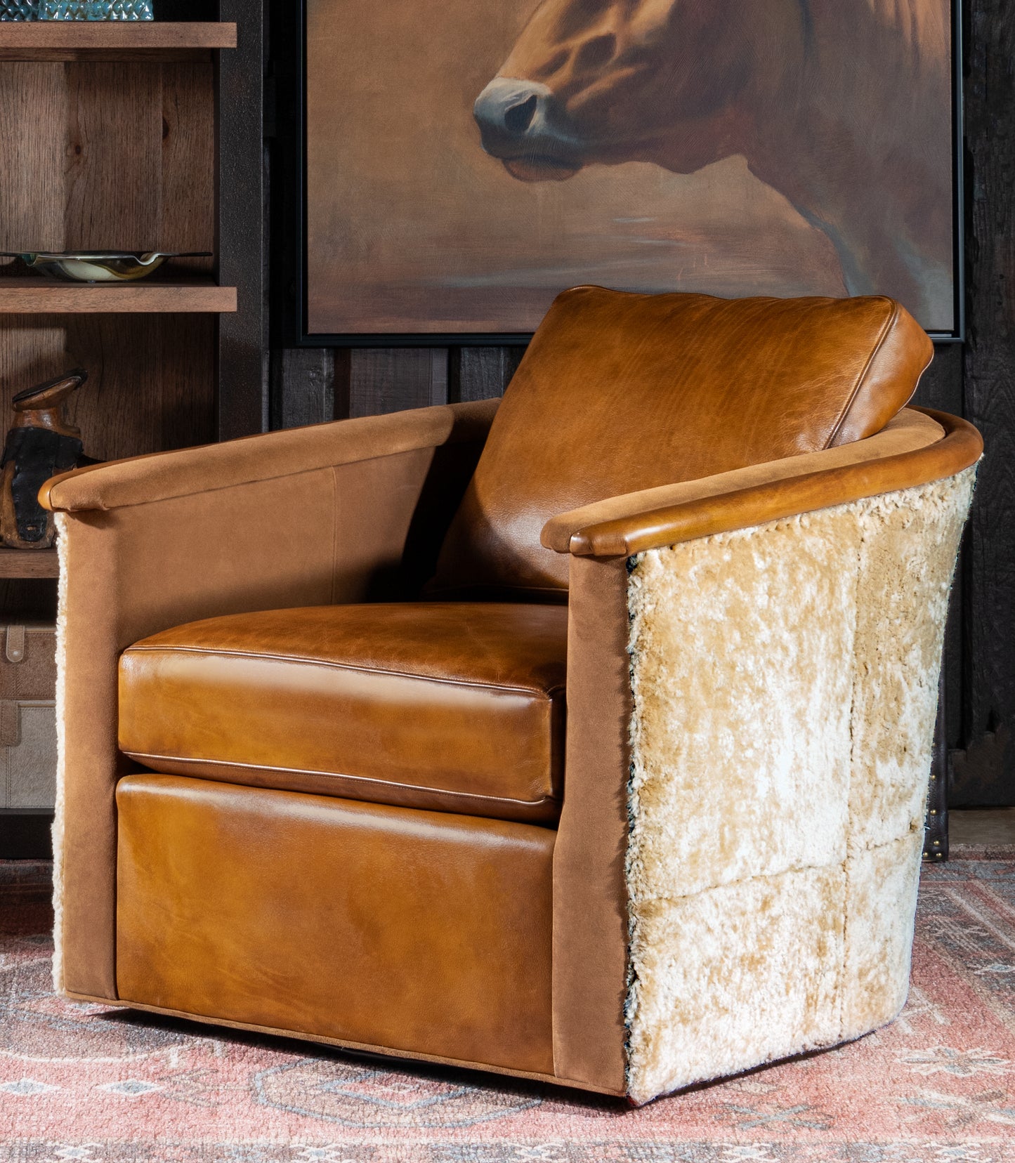 Horseshoe Leather Swivel Chair
