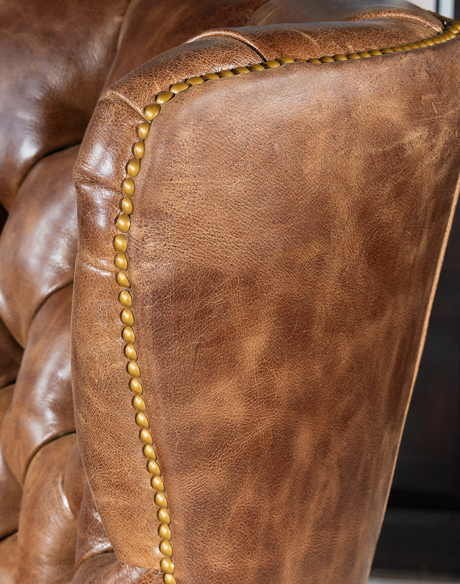 Boulder Brown Tufted Leather Chair