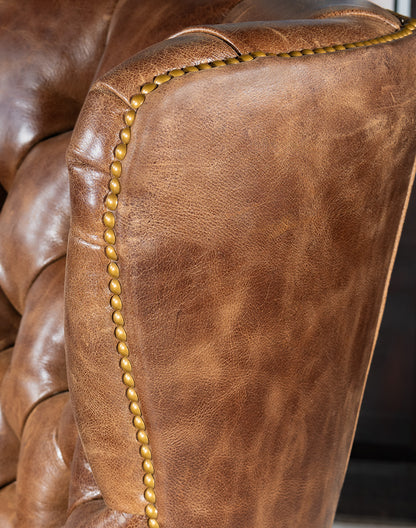 Boulder Brown Tufted Leather Chair