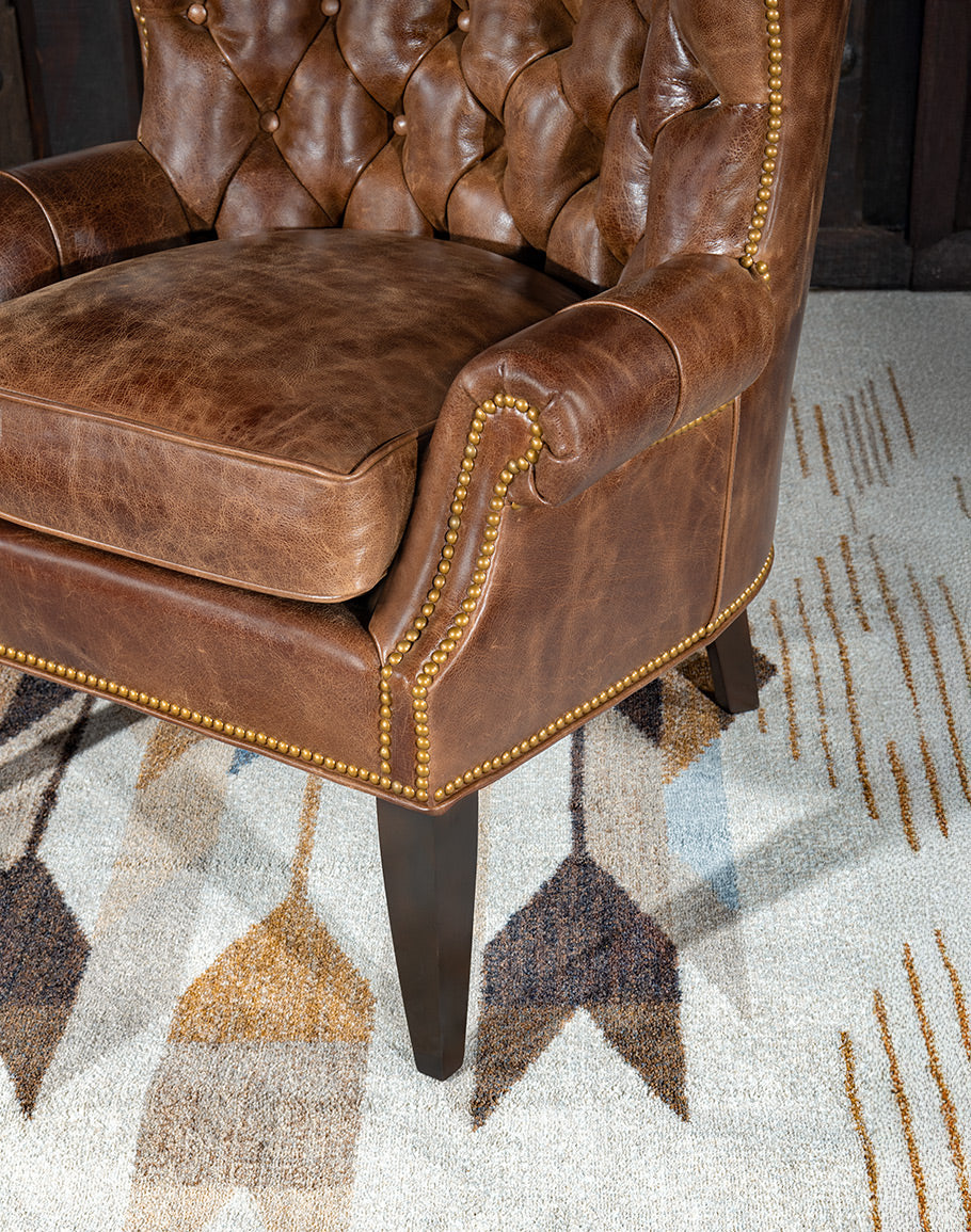 Boulder Brown Tufted Leather Chair