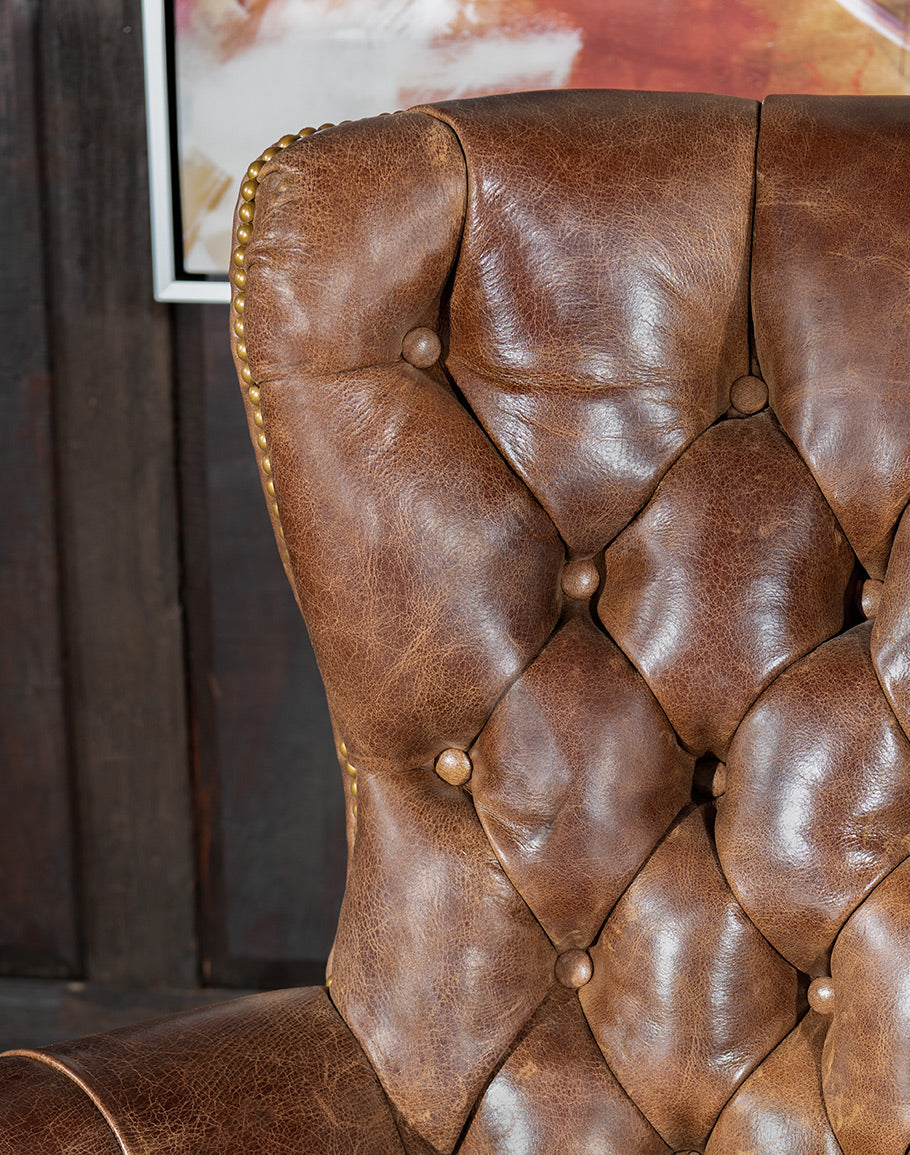 Boulder Brown Tufted Leather Chair