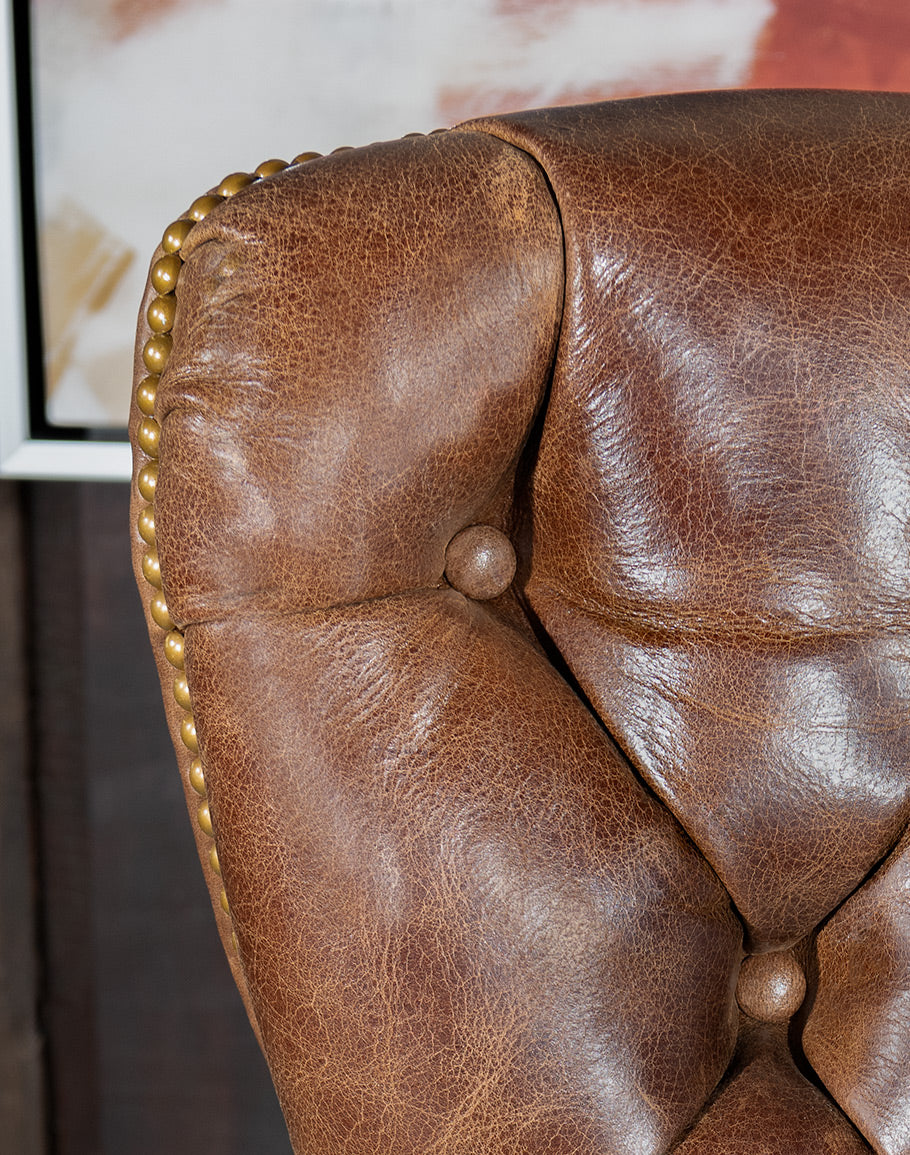 Boulder Brown Tufted Leather Chair
