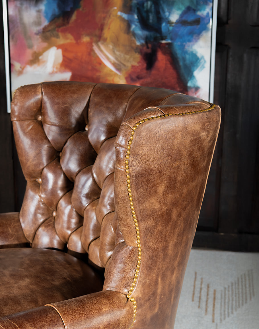 Boulder Brown Tufted Leather Chair